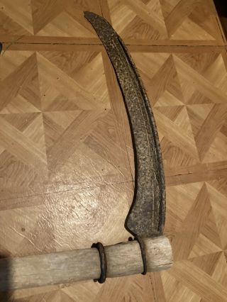 Vintage Antique 53 " Long Scythe Hay Grain Sickle Farm Tool Blade Is 20”long Deco
