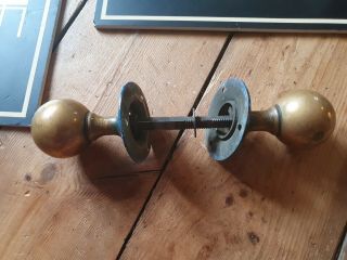 Antique Old Vintage Victorian Salvaged Bronze Door Knobs Pull Handle Patent No