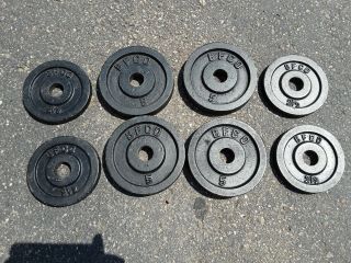 Vintage Standard 1” Weight Plates.  Set Of 4 - 5 Lb And 4 - 2 1/2 Lb.  Total: 30 Lbs.