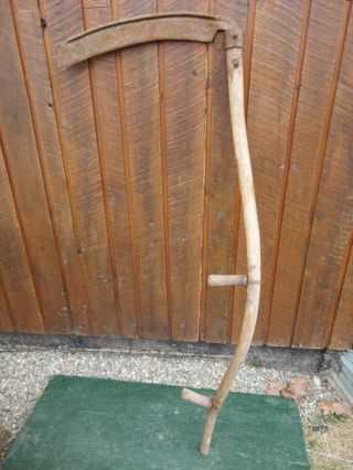 Vintage Antique 57 " Long Scythe Hay Grain Sickle Farm Tool Blade Is 19 " Long