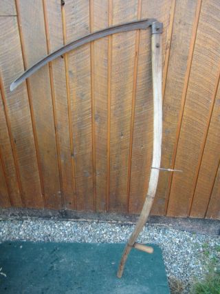 Vintage Antique 55 " Long Scythe Hay Grain Sickle Farm Tool Blade Is 30 " Long