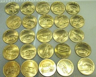 Franklin Vintage 1969 - Sunoco - - Bronze Antique Car Coins - Complete Set