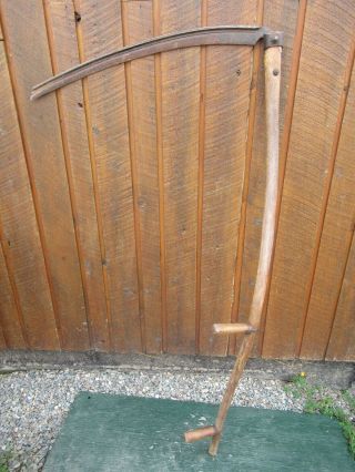Vintage Antique 56 " Long Scythe Hay Grain Sickle Farm Tool Blade Is 28 " Long