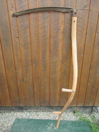 Vintage Antique 59 " Long Scythe Hay Grain Sickle Farm Tool Blade Is 25 " Long