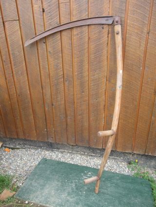 Vintage Antique 56 " Long Scythe Hay Grain Sickle Farm Tool Blade Is 29 " Long