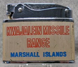 Vintage Marshall Islands " Kwajalein Missile Range " Flat Advertising Lighter