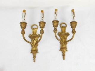 Vintage Brass Lights 2 Arm Electric Wall Sconces