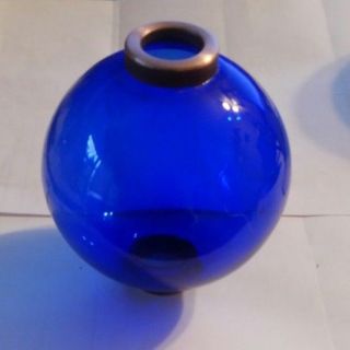4.  5  Blue Glass Ball For Weathervane Or Lightening Rods Fits 3/4  Rod
