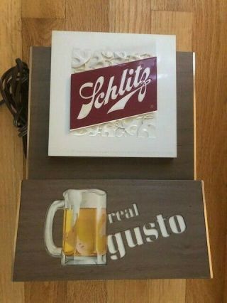 Vintage 1965 Schlitz Beer Light Sign Bar Top Display 