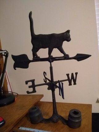 Vintage Weathervane Lightning Rod Weather Vane Cat Cast Iron Read
