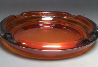 Vintage Large Heavy Amber Glass Ashtray 8 Inches