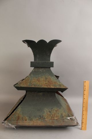 19thc Antique Green Painted Architectural Tin Cupola,