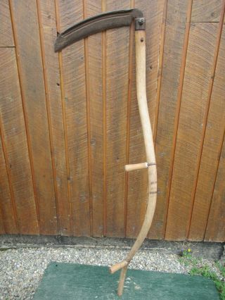Vintage Antique 61 " Long Scythe Hay Grain Sickle Farm Tool Blade Is 16 " Long