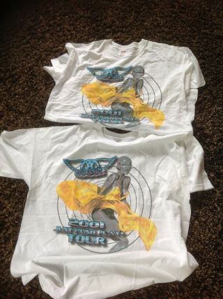 2 Vintage Aerosmith Just Push Play Concert Shirts 2