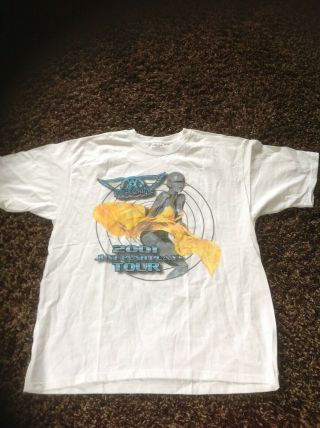 2 Vintage Aerosmith Just Push Play Concert Shirts 3