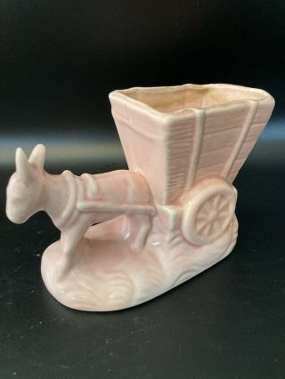 Vintage Pink Donkey And Cart Planter