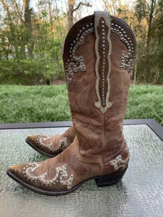 The Old Gringo Women’s Size 8 B Brown Studded Cowboy Boot Vintage