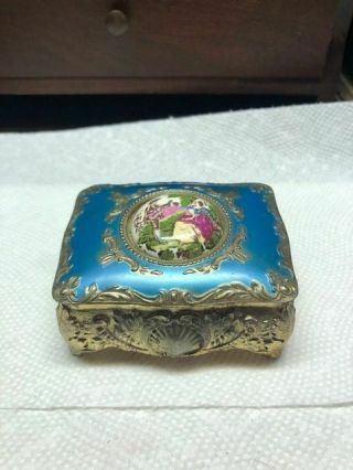Vintage Trinket Box Porcelain And Metal Made In Japan - L