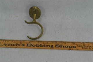 Early Period Fireplace Jamb Hook Solid Brass Dirty Wall Mount 19th C