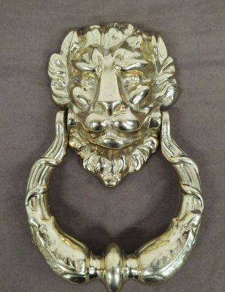 Vintage Large Heavy Lion Head Brass Door Knocker 9 X 5.  5