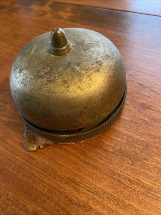 Antique Victorian Heavy Brass Mechanical Doorbell (missing Lever Pull) C1872