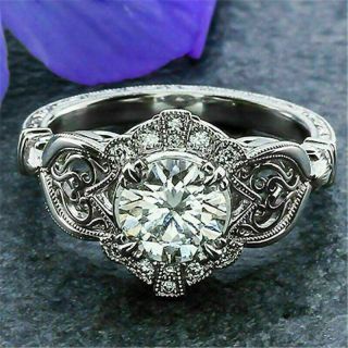 2.  5 Ct Diamond Vintage Art Nouveau Filigree Engagement Ring 14k White Gold Over