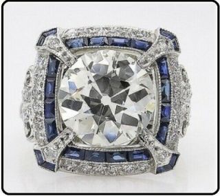 Vintage Art Deco 4.  00ct Round Cut Diamond Engagement Ring 14k White Gold Over