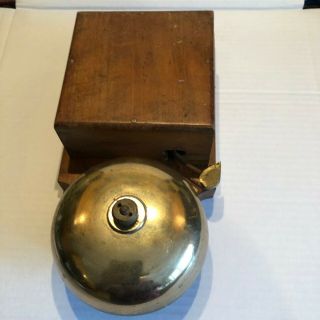 Vintage Wooden / Brass Electric Doorbell / Telephone Bell ? By Julius Sax London