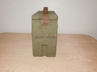 Vintage Gun Bullets Wwi Us Army Wood Ammo Ammunition Leather Handle Box