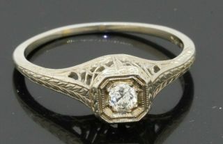 Belais Designer Vintage 18k Wg.  15ct Vs Diamond Solitaire Filigree Wedding Ring