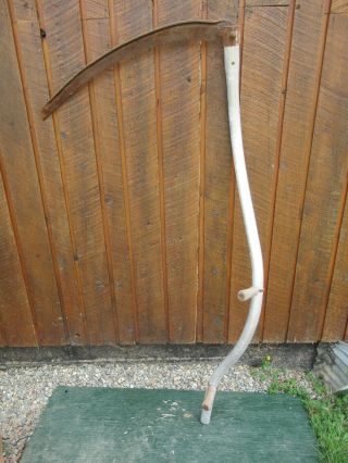 Vintage Aluminum 57 " Long Scythe Hay Grain Sickle Farm Tool Blade Is 25 " Long