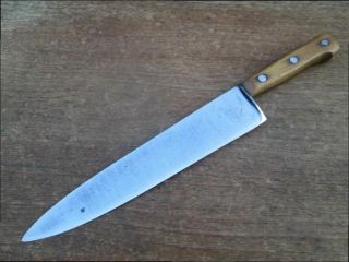 Fine Vintage Lamson Xl Carbon Steel Chef Knife W/beech Handles - Razor Sharp