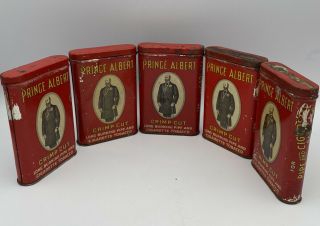 5 Prince Albert Crimp Cut Pipe Tobacco Tins