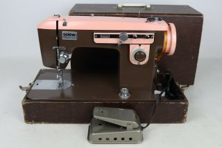 Vintage Brother Charger 651 Domestic Sewing Machine Pink,  Case - &