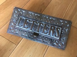 Vintage Heavy Solid Brass Letter Box Plate Door Mail Slot / Mailbox Brass Art