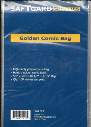 100 Golden Age Size Comic Book Bags And 100 Backing Boards Archival Safe