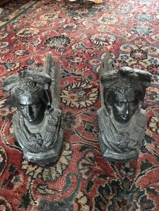Antique French Cast Iron Fire Dogs Andirons