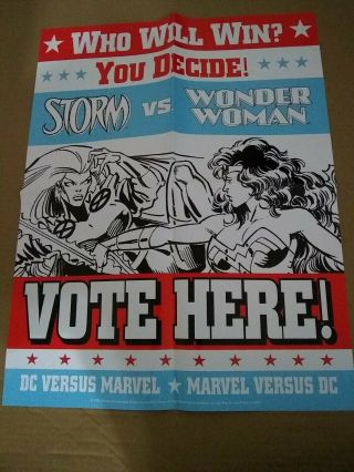 1995 Dc Vs Marvel Storm Vs Wonder Woman Promo Poster Vote 17 X 22