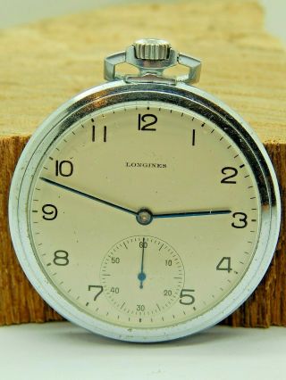 Vintage Antique Thin Gents Longines 12 Size 15 Jewel Pocket Watch