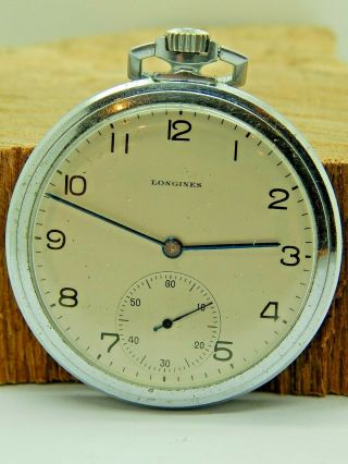 Vintage Antique Thin Gents LONGINES 12 size 15 jewel Pocket watch 2