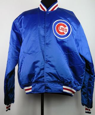 Vtg Starter Mlb Chicago Cubs Blue Satin Nylon Insulated Jacket Xxl Usa