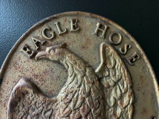 19th Century Antique EAGLE HOSE NO.  2 Cast Iron Fire Marker Plaque Sign 2