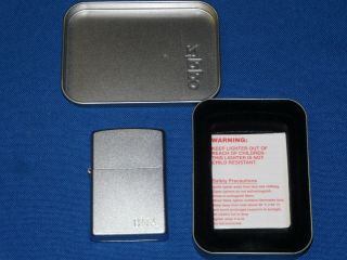 Zippo Lighter Brushed Chrome With Initials " Bna " And Tin Storage Box