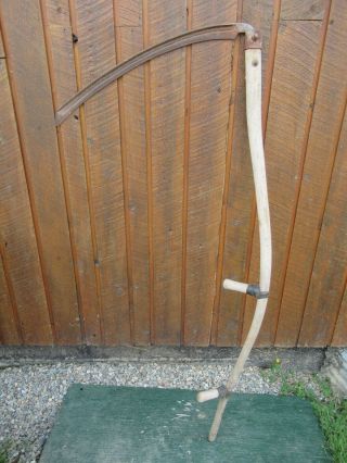 Vintage Antique 59 " Long Scythe Hay Grain Sickle Farm Tool Blade Is 27 " Long