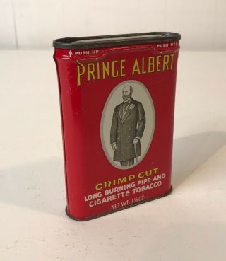 Prince Albert Crimp Cut Pipe Cigarette Tobacco 1 1/2 Oz Advertising Metal Tin