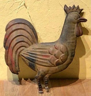 Antique Tin Rooster Weathervane Or Sign Ornament,  C.  1900