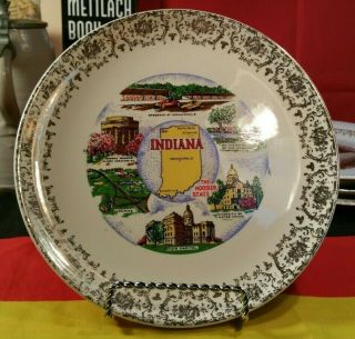 Vintage Indiana State Souvenir Collector Plate 9 1/2 " Indianapolis 500 Car Race