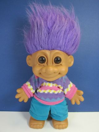 Big Large 20 " Vintage Russ Troll Doll Purple Hair Jumper Rare 4024