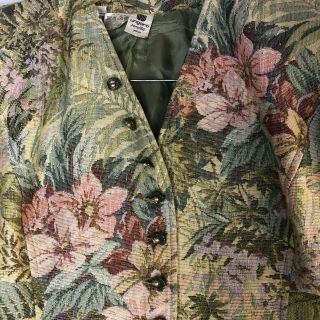 Vtg Emanuel Ungaro Parallele Paris Floral Brocade Tapestry Peplum Jacket 80s