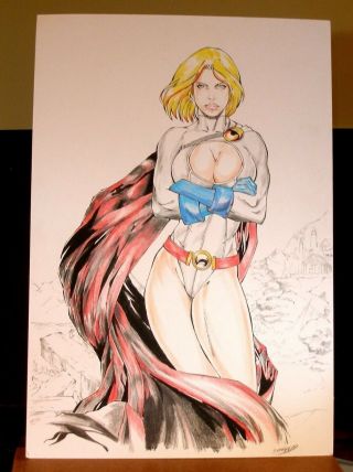 Power Girl By Ednardo Comic Art Drawing Pinup Superman Supergirl 11x17